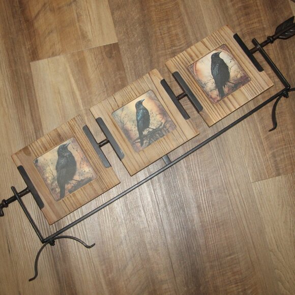NEW Large Rustic Moody Black Bird Raven Crow Table Top Arrow Picture Decor - Picture 1 of 12